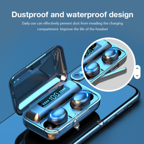 Căști Bluetooth F9-5 – Afișaj digital, Breathing Light, Negru [3]