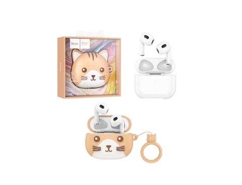 Casti Wireless, Ear Buds, Bluetooth - Căști Wireless Hoco EW46 Bluetooth 5.3, Cat Case 300 mAh, 150h StandBy, Cream/Crem – MyAllora