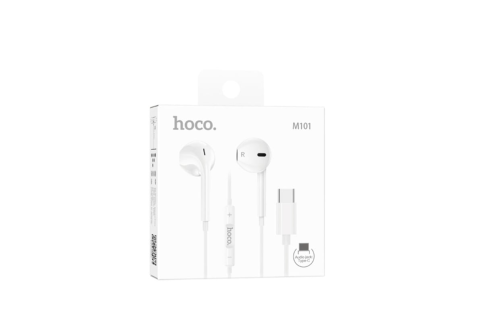 Casti cu fir - Căști Hoco M101 In-Ear cu Fir, Type-C, 1.2 m, Microfon & Volum, Hi-Fi, Alb – MyAllora