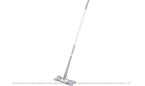 Pentru Curatenie - Mop stoarcere rapidă, microfibră 36 cm, tijă inox – gri | MyAllora