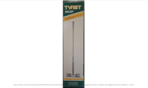 Mop stoarcere rapidă, microfibră 36 cm, tijă inox – gri | MyAllora [4]