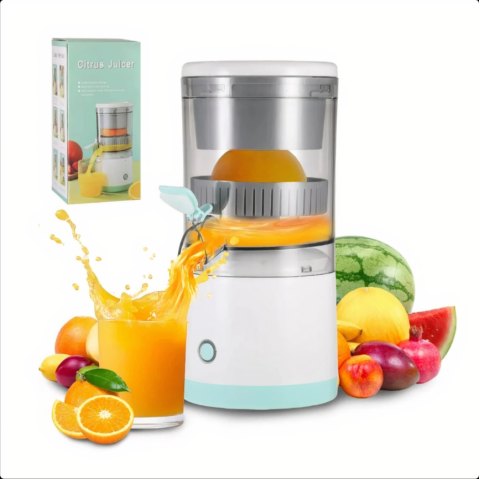 Bucatarie - Storcător Electric Citrice 24×14 cm – USB & Recipient Transparent