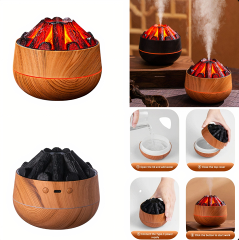 Îngrijirea aerului - Umidificator 200 ml Model Cărbune – Difuzor Aromaterapie USB cu LED