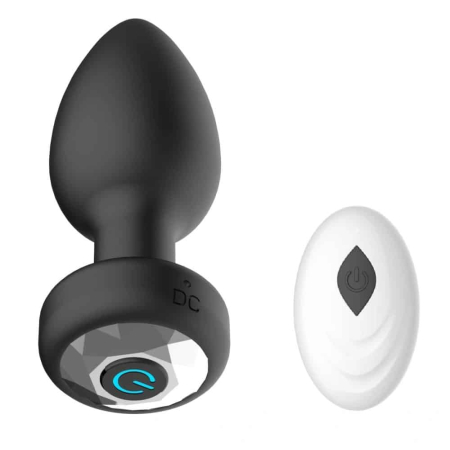 Vibratoare - Dop Anal Vibrator cu Telecomanda, 10 Moduri, Silicon, USB, Negru, 9 cm, Passion Labs