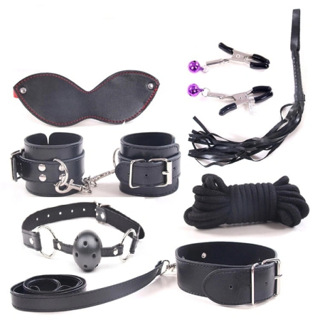 BDSM - Set BDSM 8 Piese Teach Me!, Negru, Guilty Toys