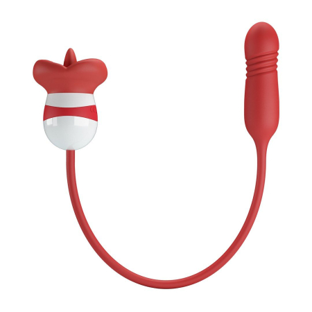 Vibratoare - Stimulator Ashlynn, Limba si Impingere, Silicon, USB, Rosu, Pretty Love