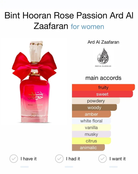 Bint Hooran Rose Passion, Ard Al Zaafaran, FEMEI, apa de parfum, 100 ml [2]