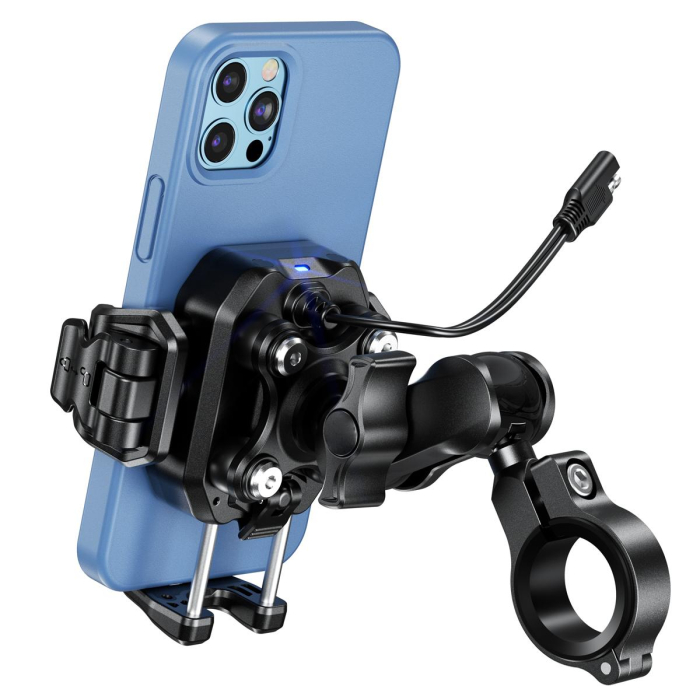 BIKETEC - suport telefon moto QUICK lock antivibratii cu incarcare wireless si USB-C, tip R24-PD damper [2]