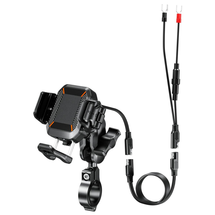 BIKETEC - suport telefon moto QUICK lock antivibratii cu incarcare wireless si USB-C, tip R24-PD damper [3]