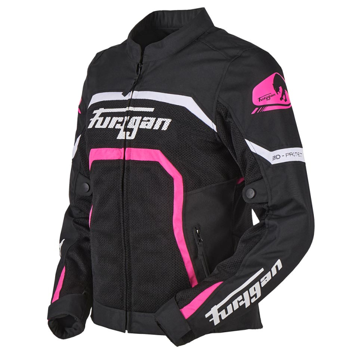 Geacă moto de damă Furygan Mystic Evo Vented Lady de vară, negru/alb/roz [3]