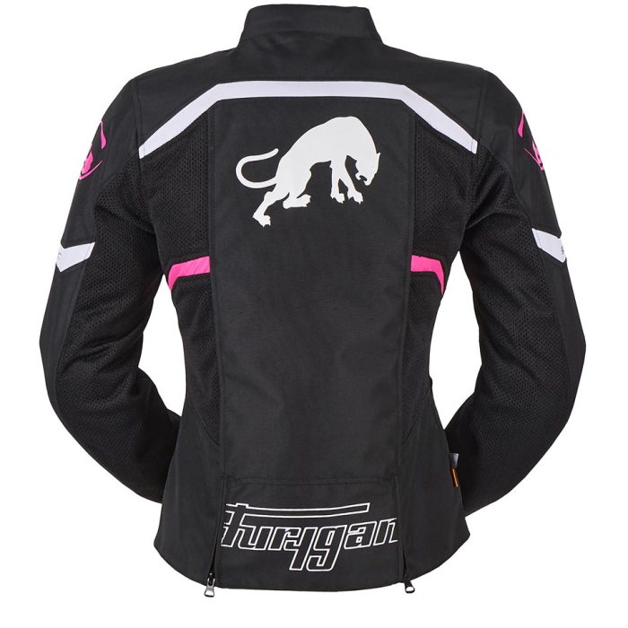 Geacă moto de damă Furygan Mystic Evo Vented Lady de vară, negru/alb/roz [2]