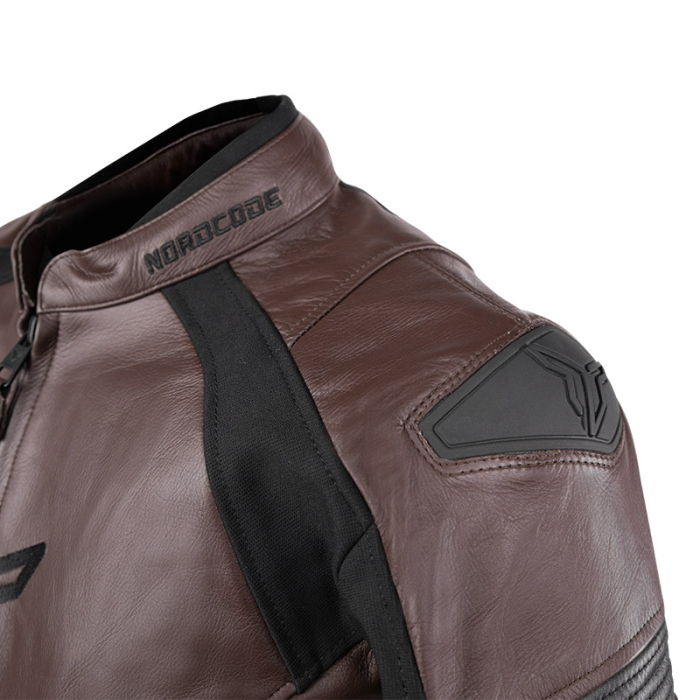 Geacă moto din piele Nordcode Racer sport, maro/negru [5]
