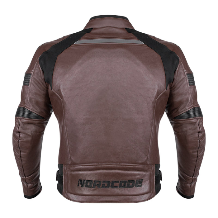 Geacă moto din piele Nordcode Racer sport, maro/negru [2]