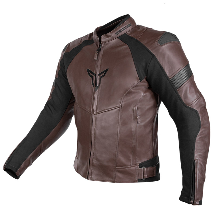 Geacă moto din piele Nordcode Racer sport, maro/negru [3]