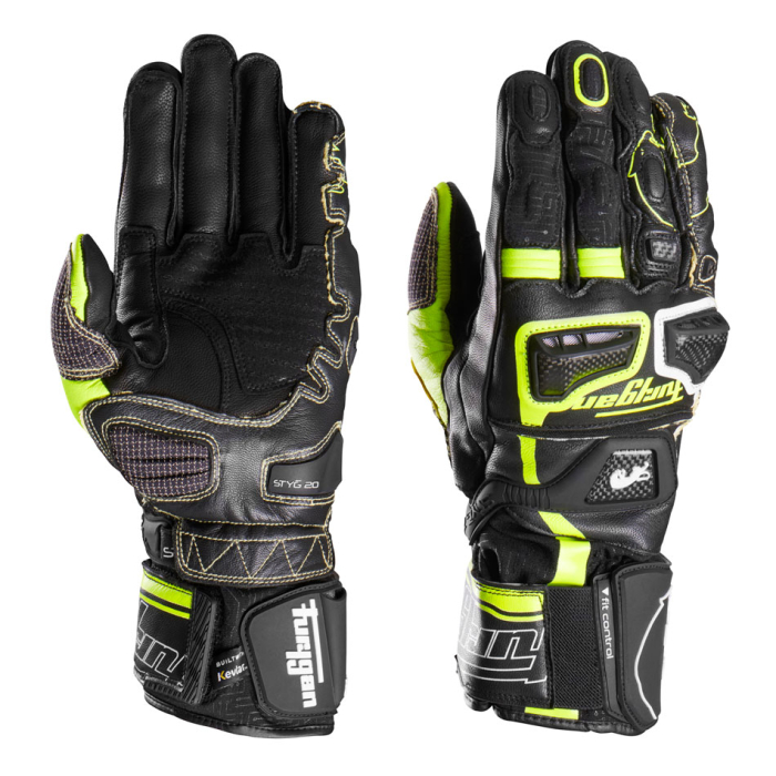 Mănuși moto Furygan STYG20 X Kevlar de vară, negru/galben fluo/alb [3]