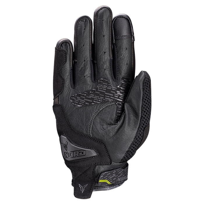 Mănuși moto Nordcode GT Summer de vară din piele, negru/fluo [2]