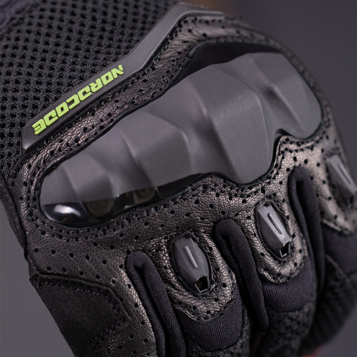 Mănuși moto Nordcode GT Summer de vară din piele, negru/fluo [3]