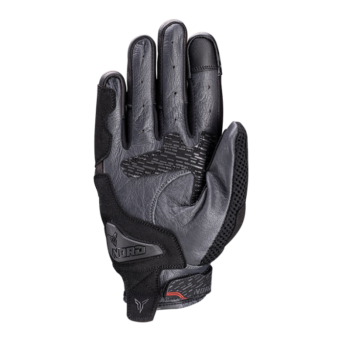 Mănuși moto Nordcode GT Summer de vară din piele, negru/roșu [2]