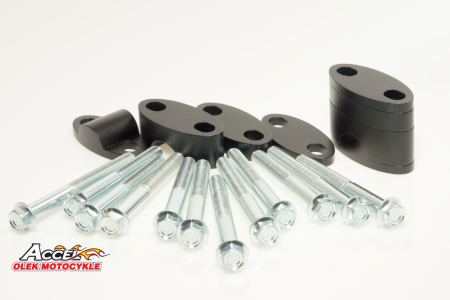 Prindere ghidon - ACCEL prindere/risere ghidon (JOS-22,2/SUS-22,2MM) (plasterki 18+5+10+6=39MM) culoare negru (BMA-02BK)