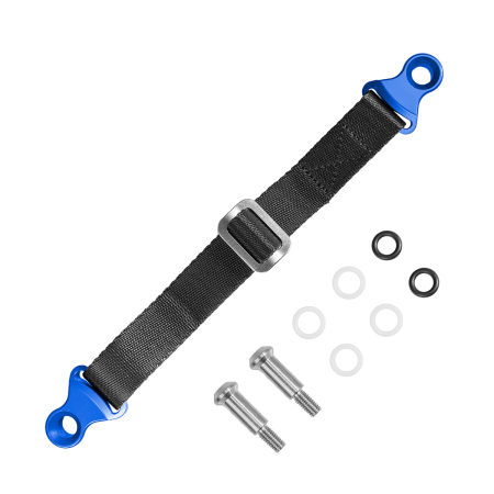 Bagaje si securizare transport - BIKETEC - chinga textila ridicare motocicleta pentru motociclete japoneze, cu suruburi, 350 mm x 2,5 mm x 25 mm - negru/albastru