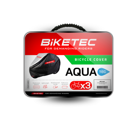 Huse - BIKETEC - husa impermeabila Aquatec pentru 3 biciclete, negru/gri, marime universal