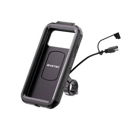Accesorii pentru Ghidon - BIKETEC - husa impermeabila telefon dual, incarcare wireless + USB-C, montaj pe ghidon / oglinda
