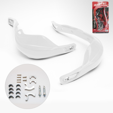 Plastice - BIKETEC - protectii maini handguard aluminiu - alb (cu prinderi 22 mm si 28 mm)