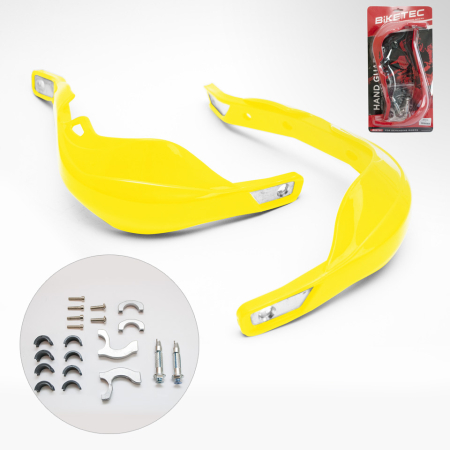 Plastice - BIKETEC - protectii maini handguard aluminiu - galben (cu prinderi 22 mm si 28 mm)