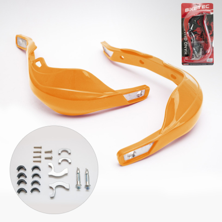 Plastice - BIKETEC - protectii maini handguard aluminiu - portocaliu (cu prinderi 22 mm si 28 mm)