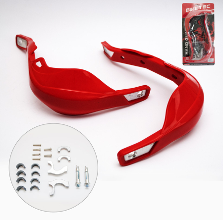 Plastice - BIKETEC - protectii maini handguard aluminiu - rosu (cu prinderi 22 mm si 28 mm)