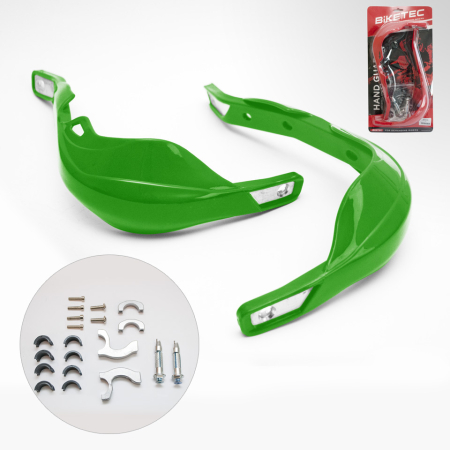 Plastice - BIKETEC - protectii maini handguard aluminiu - verde (cu prinderi 22 mm si 28 mm)
