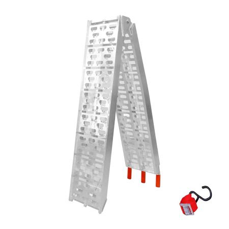 Bagaje si securizare transport - BIKETEC - rampa urcare aluminiu ajurata pentru moto / ATV 226 x 30,5 cm, max. 340 kg - argintiu