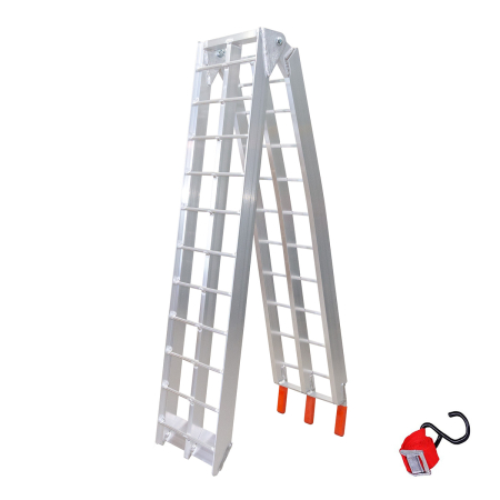 Bagaje si securizare transport - BIKETEC - rampa urcare aluminiu tip grila pentru moto / ATV 226 x 30,5 cm, max. 340 kg - argintiu