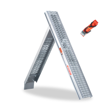 Bagaje si securizare transport - BIKETEC - rampa urcare otel pentru moto / ATV 215 cm x 26 cm, max. 227 kg - argintiu