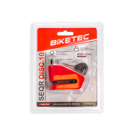 Securitate - BIKETEC - SEQR blocator disc frana, bolț 10 mm, 3 chei