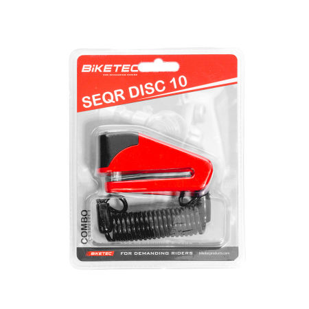 Securitate - BIKETEC - SEQR blocator disc frana, bolț 10 mm, 98,5 mm x 53,6 mm, 3 chei, cablu siguranta