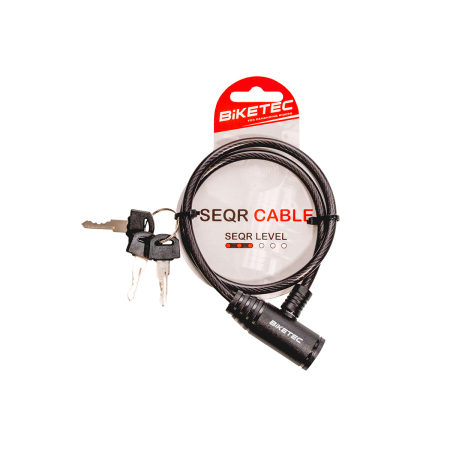 Securitate - BIKETEC - SEQR cablu de securizare cablu 6 mm, 60 cm cu lacat, 3 chei