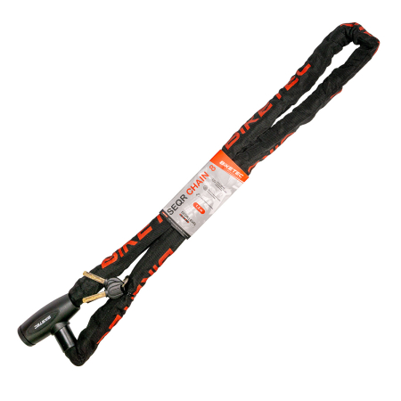 Securitate - BIKETEC - SEQR lant CP 1,5 m, ochi 8 mm, lacat integrat 3 chei, negru protectie