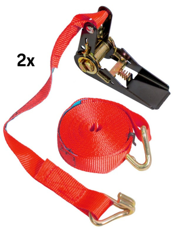 Bagaje si securizare transport - BIKETEC - set 2 chingi transport 25 mm x 5M sarcina pana la 500 kg - rosu