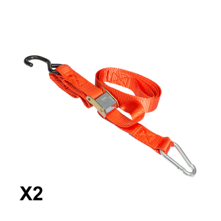 Bagaje si securizare transport - BIKETEC - set 2 chingi transport cu carlig 38 mm x 2 m sarcina pana la 300 kg, 2 chingi - rosu