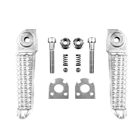 Scărițe - BIKETEC - set scarite pasager complet cu prinderi YAMAHA YZF R1 '02-12, YZF R6 '03-11 - argintiu