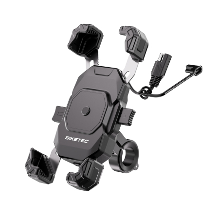 Accesorii pentru Ghidon - BIKETEC - suport telefon moto Dual, incarcare wireless + USB-C, cod BTK09