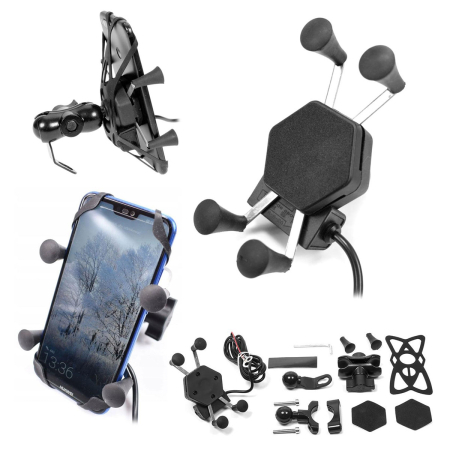 Suporti telefon/GPS - BIKETEC - suport telefon moto tip RAM l cu incarcare USB, montaj pe ghidon sau oglinda