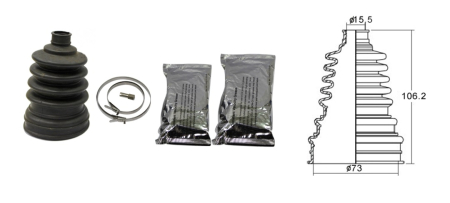 Burduf articulație transmisie - BRONCO - burduf planetara ATV ARCTIC CAT; CAN-AM; BOMBARDIER (15,5MM x 73MM x 106,2MM) (AT-08521)