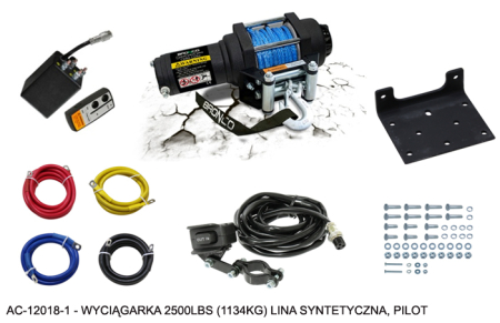 Accesorii moto si ATV - BRONCO - troliu 2500 lbs (1134 kg), coarda sintetica 4.8 mm x 10 m, cu telecomanda