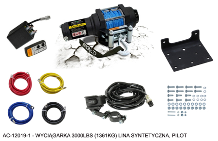 Accesorii moto si ATV - BRONCO - troliu 3000 lbs (1361 kg), coarda sintetica 5.5 mm x 10 m, cu telecomanda