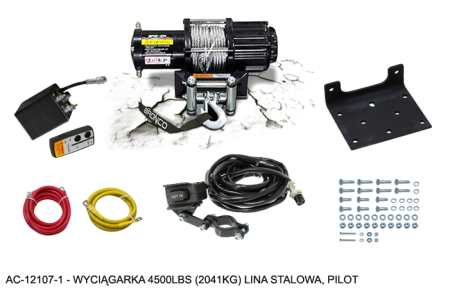 Accesorii moto si ATV - BRONCO - troliu 4500 lbs (2041 kg), cablu de otel 5.5 mm x 15.2 m, cu telecomanda