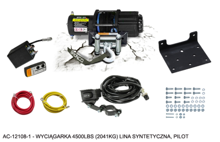 Accesorii moto si ATV - BRONCO - troliu 4500 lbs (2041 kg), coarda sintetica 5.5 mm x 15.5 m, cu telecomanda