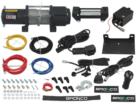 Accesorii moto si ATV - BRONCO - troliu 5000 lbs (2268 kg), cablu de otel 5.5 mm x 15.2 m, cu telecomanda