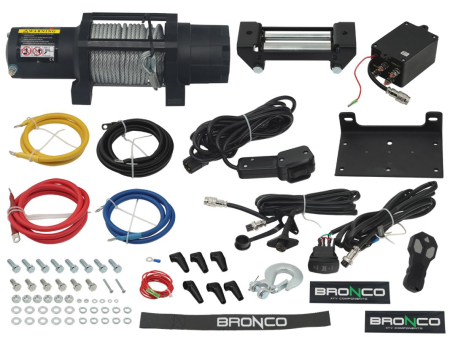 Accesorii moto si ATV - BRONCO - troliu 6000 lbs (2722 kg), cablu de otel 6.4 mm x 15.2 m, cu telecomanda